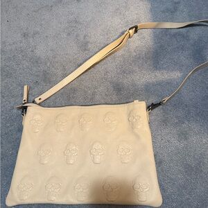 Io pelle  Italia Cream Skull Embossed Crossbody Bag